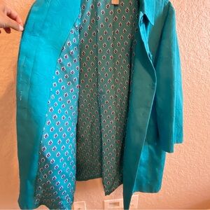 Chico's Teal & Navy Swing Statement Jacket Women Size 4 or (XL)